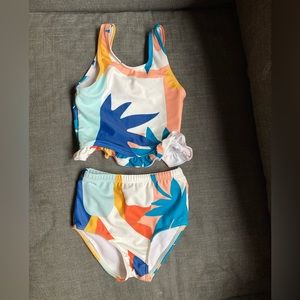 Girls 2T-3T Peplum Tankini Top + High Waist Bottoms (Janela Bay)